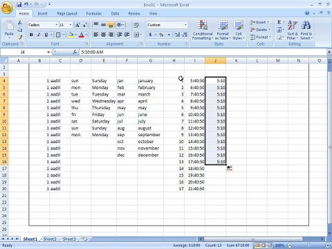 Microsoft Office Excel 2007 Tutorial in Urdu basic operation number series date Class 04
