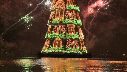 ريو تضيء شجرة الميلاد العائمة الأكبر في العالم