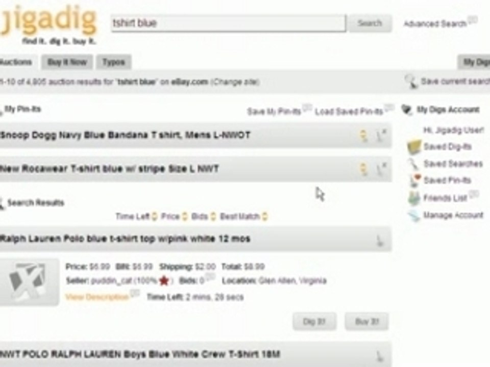Jigadig.com New Auction Search Engine