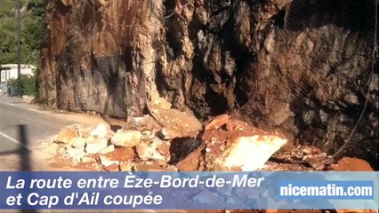 La route entre Èze-Bord-de-Mer et Cap d'Ail coupée