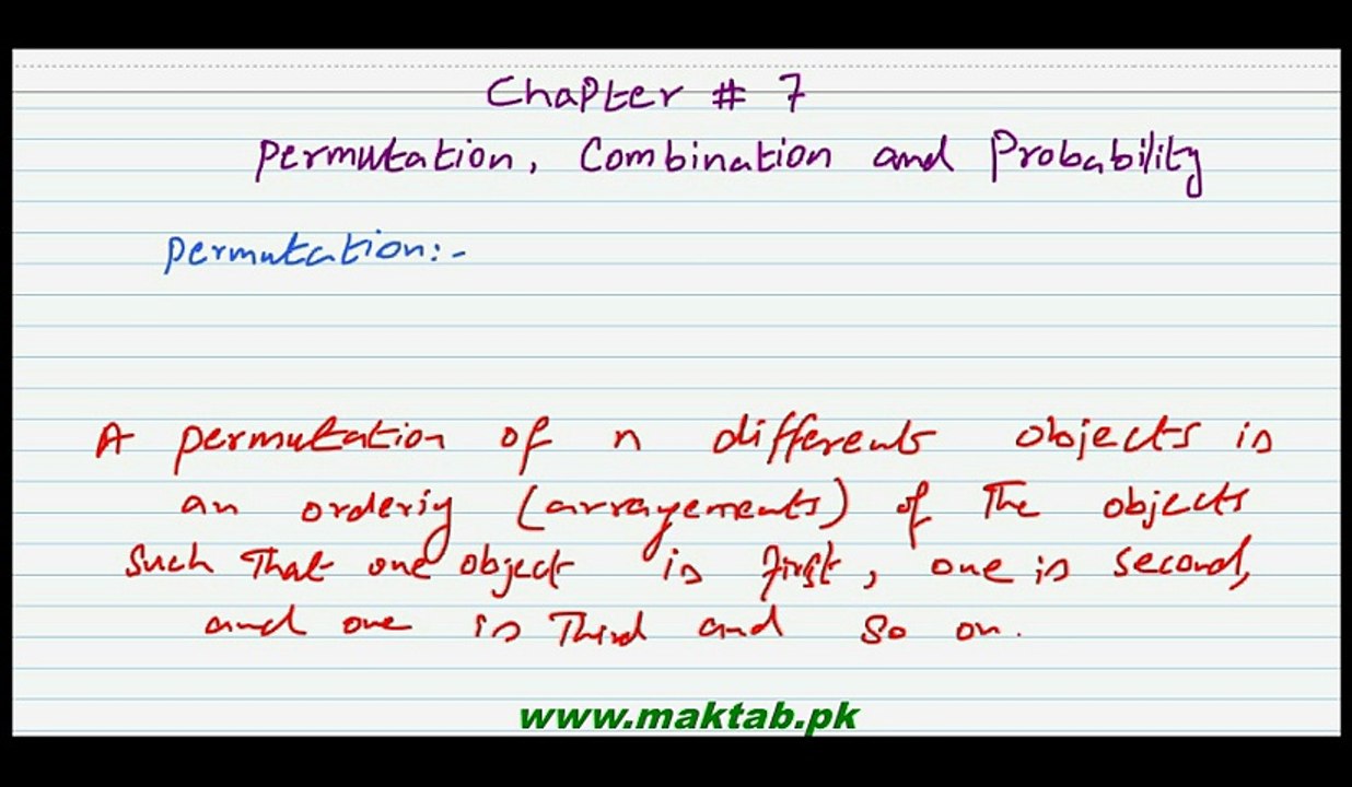 FSc Math Book1, Ch 7, LEC 4 Permutation