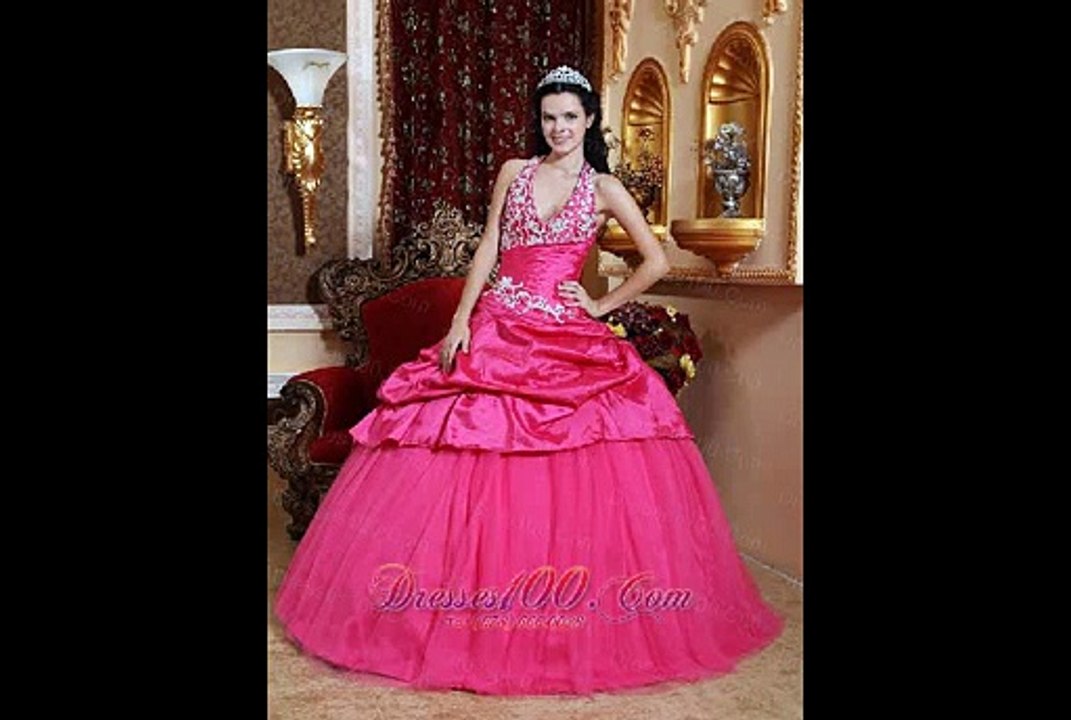 2015 cheap halter top quinceanera dresses with pick-up and appliques
