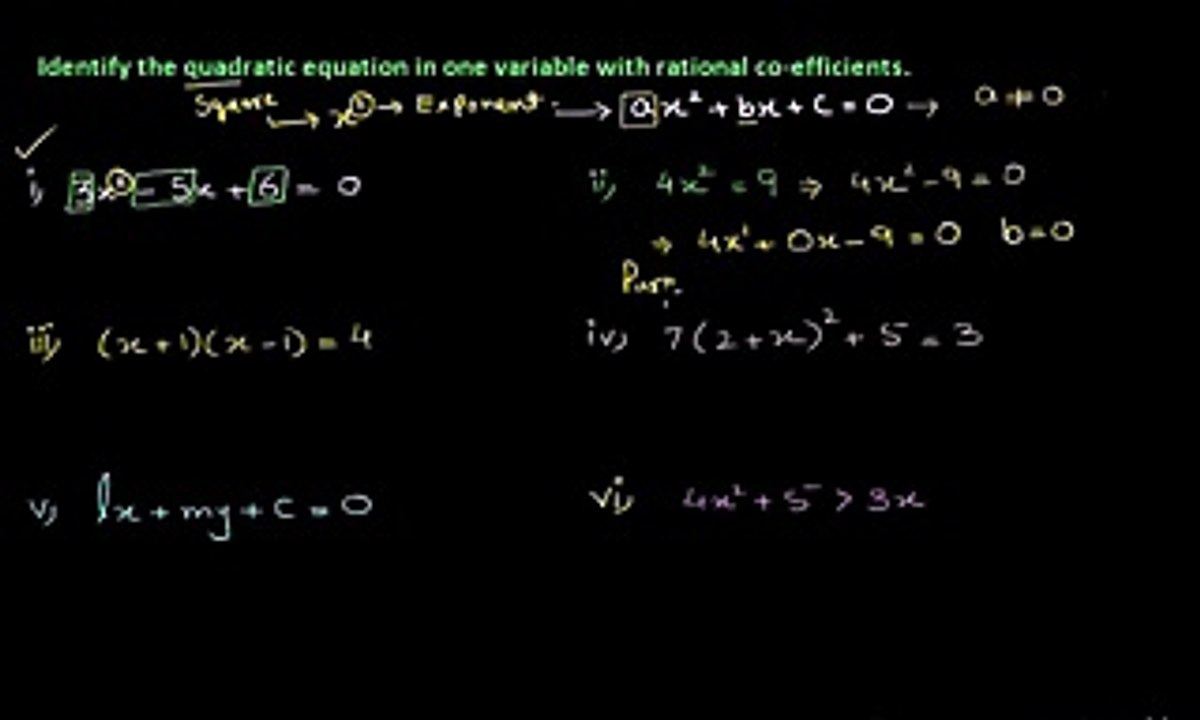 Problem 1- Quadratic Equations in One Variable (in Urdu)