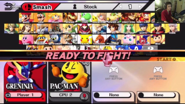 Pac-Man VS Greninja The Pokemon In A Super Smash Bros. For Wii U Match / Battle / Fight