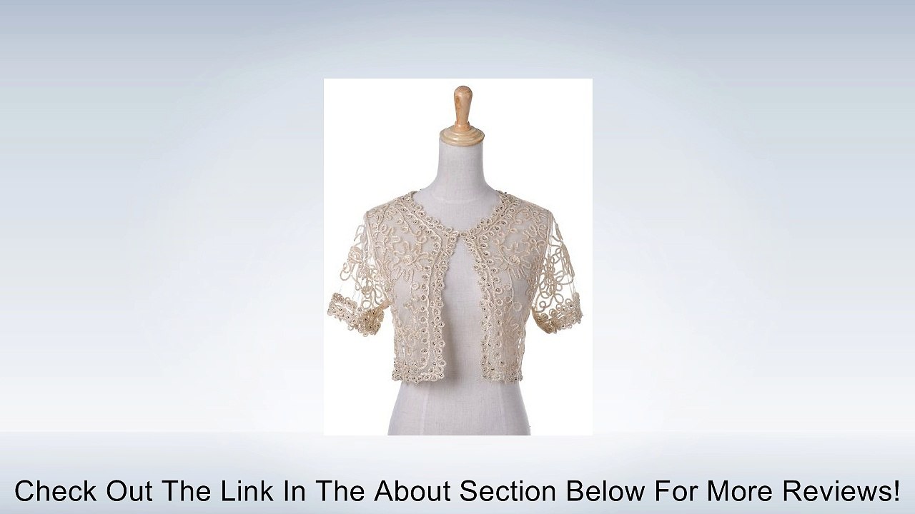Anna-Kaci S/M Fit Beige Swirls and Shimmer Bead Accents S/S Cropped Cardigan Review