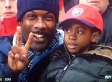 An innocent looking Arsenal kid swears at the camera during the Southampton game