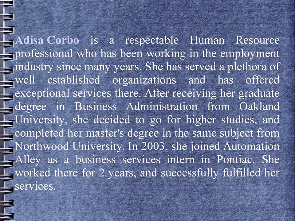 Adisa Corbo Has Served Automation Alley As A Business Services Intern For 2 Years