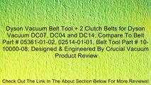 Dyson Vacuum Belt Tool   2 Clutch Belts for Dyson Vacuum DC07, DC04 and DC14; Compare To Belt Part # 05361-01-02, 02514-01-01, Belt Tool Part # 10-10000-08; Designed & Engineered By Crucial Vacuum Review