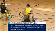 Pedro Sánchez jugó en silla de ruedas en el Día de las Personas con Discapacidad