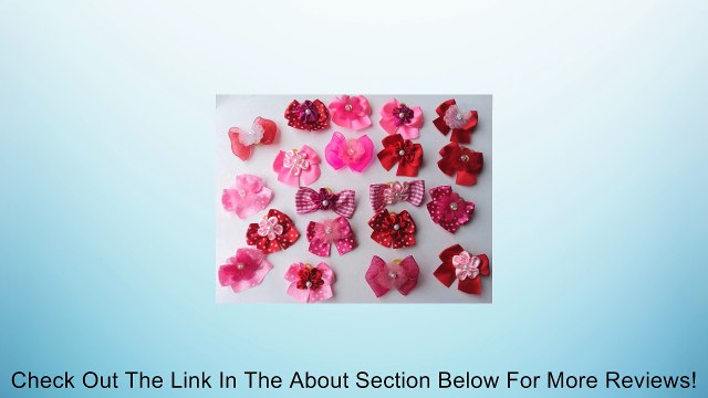 30 Valentine's Day Dog Hair Bows Collection -Hot Pink/Pink/Red with center decorated with flower Review