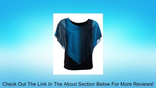 eVogues Plus Size Glitter Layered Look Poncho Top Teal Review
