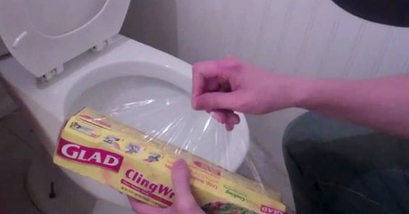 Saran Wrap Toilet Prank