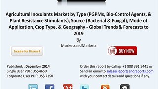 Global Agricultural Inoculants Market Grow at CAGR of 9.5% By 2019