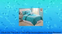 4 Pc Modern Teens Turquoise and White, Peace, Comforter Set, Twin Size Bedding, Bed in a Bag, By Plush C Collection Review