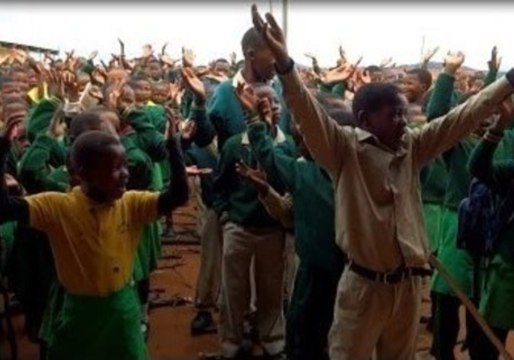 Swazi Children Perform Uplifting National Anthem Before School