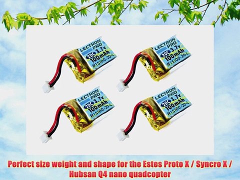 4-Pack of Lectron Pro 3.7 volt - 100mAh 20C Lipo Batteries for Estes Proto X / Syncro X Nano - Holiday Gift Guide