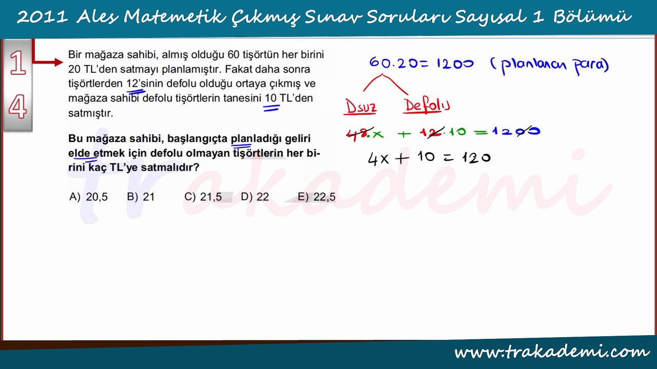 2011 Ales Çıkmış Sorular ve Çözümleri Bölüm 2
