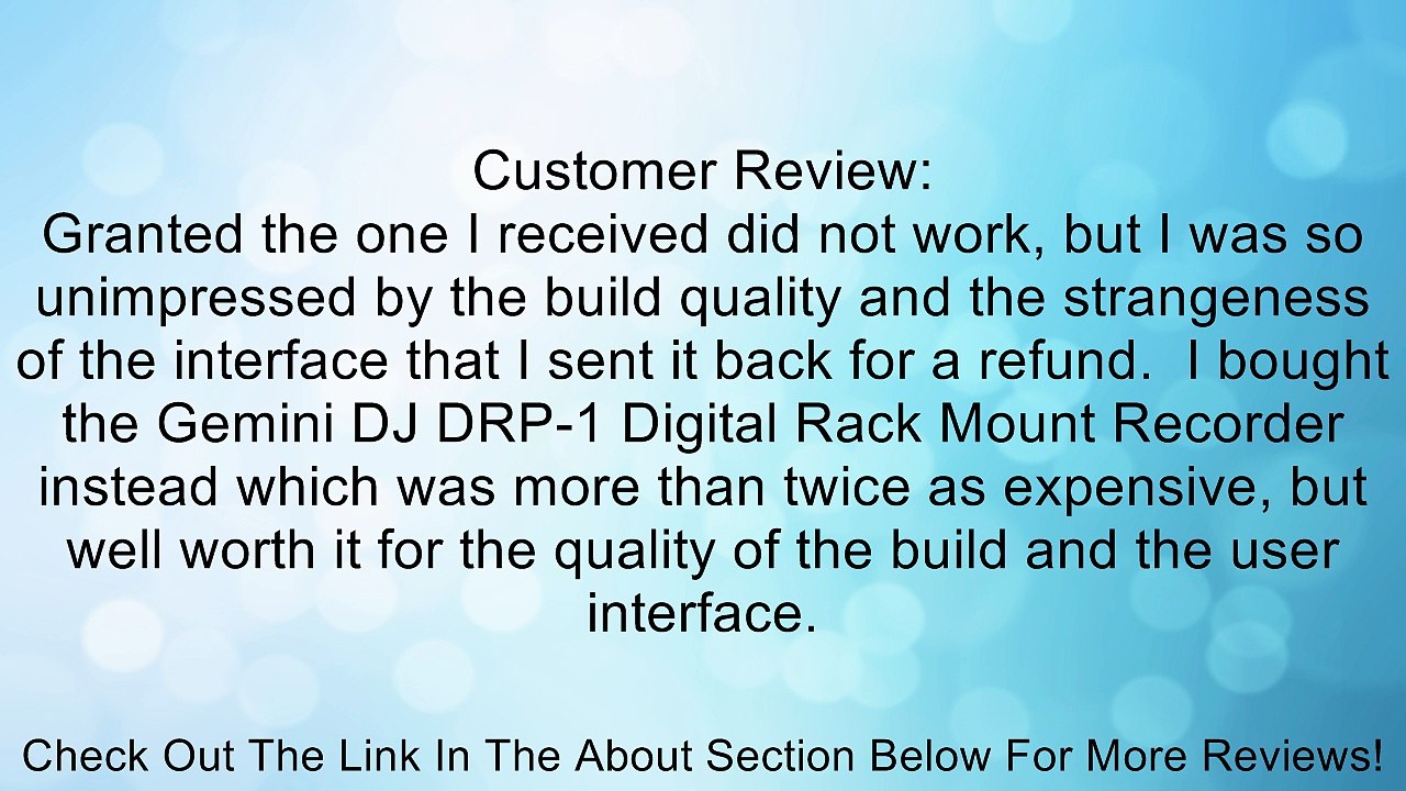 Technical Pro Professional Rack Mountable USB/SD Recording Deck Review