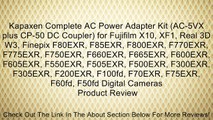 Kapaxen Complete AC Power Adapter Kit (AC-5VX plus CP-50 DC Coupler) for Fujifilm X10, XF1, Real 3D W3, Finepix F80EXR, F85EXR, F800EXR, F770EXR, F775EXR, F750EXR, F660EXR, F665EXR, F600EXR, F605EXR, F550EXR, F505EXR, F500EXR, F300EXR, F305EXR, F200EXR, F