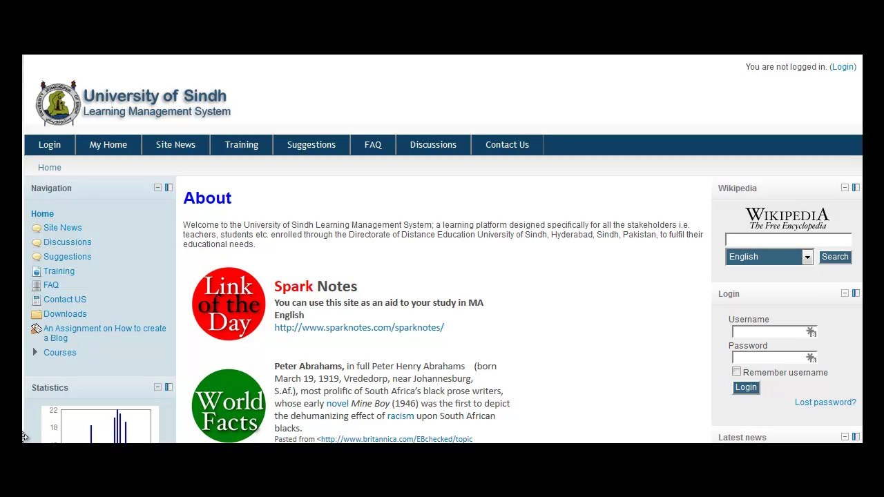 LMS USindh Introduction of the Interface