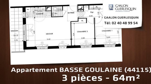Location - Appartement - BASSE GOULAINE (44115) - 65m²