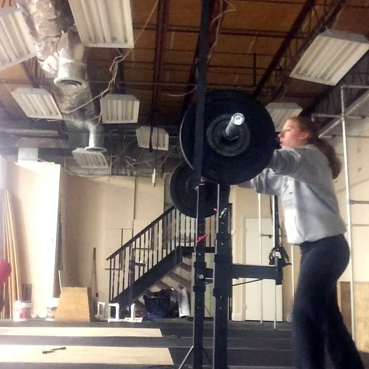 95# push press. Second rep looks slightly jerky
