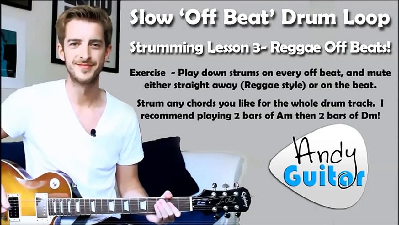 Drum Track for Guitar Strumming Lesson 3   Reggae  Off Beat  Strumming Drum Track