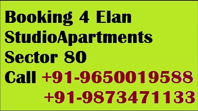 RS. 7950/-Studio Apartment @965OO19588 Elan Mercado, Elan Sector 80 Gurgaon