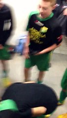 Le vestiaire des U15-1 après la victoire sur Air Bel