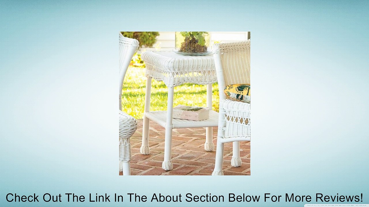 All-Weather Resin Outdoor Easy Care Wicker End Table, In White Review