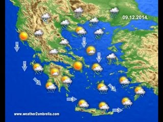 Ο καιρός για την Τρίτη 9 Δεκεμβρίου 2014