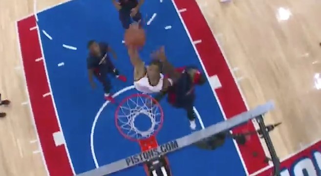 Russell Westbrook Throws Down Monster Dunk vs. Pistons