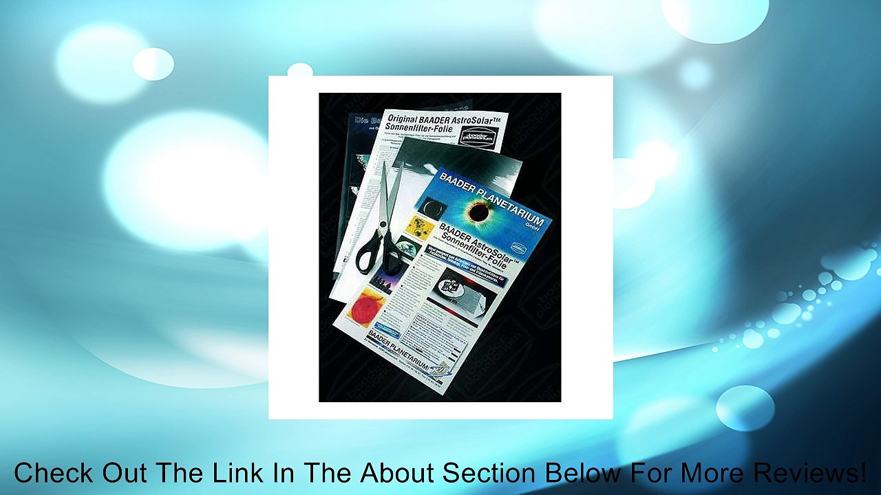 Baader Planetarium AstroSolar Safety Film Visual, A4 Sheet 20x29cm (7.9x11.4") ND=5 Review