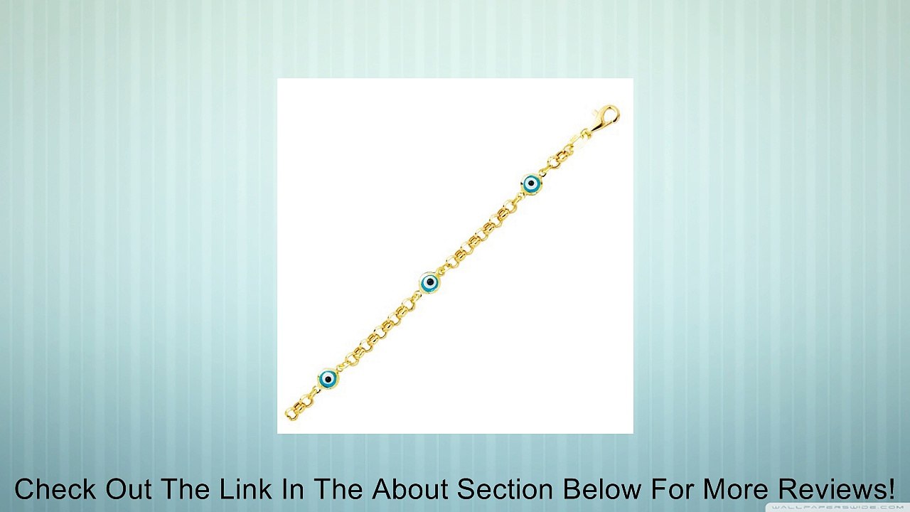 5.5" 14K Yellow Gold 2.0mm (0.08") Cable Link Chain w/ Baby Evil Eye Children Bracelet w/ Pear Shape Clasp Review