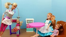 Play Doh Barbie Pancake Class Princess Anna and Kid Krista Chelsea Cooking DisneyCarToys