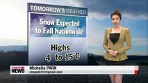Rain or snow forecast nationwide on Wednesday