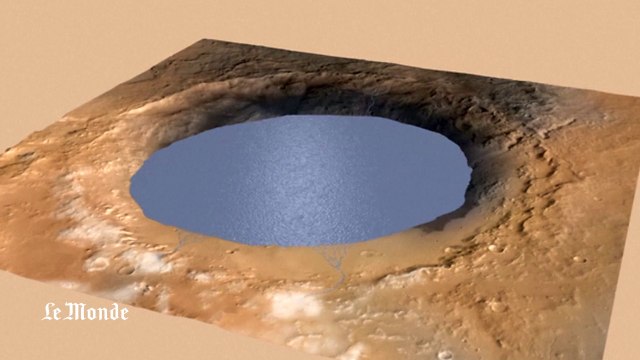 Sur Mars, le robot Curiosity se trouve au milieu d'un lac