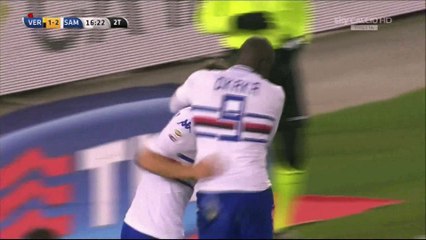 Verona-Sampdoria, Gabbiadini segna il quinto gol in campionato