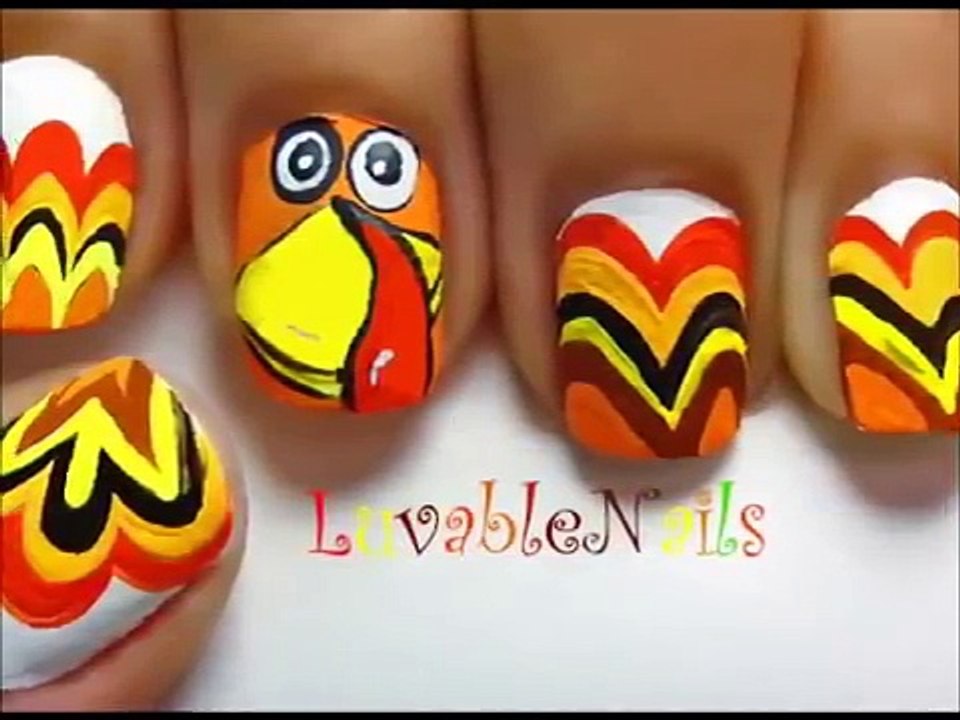 Turkey nails - thanksgiving nail art - Easy nail designs for beginners to do at home - Cute Nail designs DIY nail designs tutorial