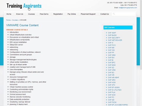 VMWARE Online Training and Placement - VMWARE Course Content