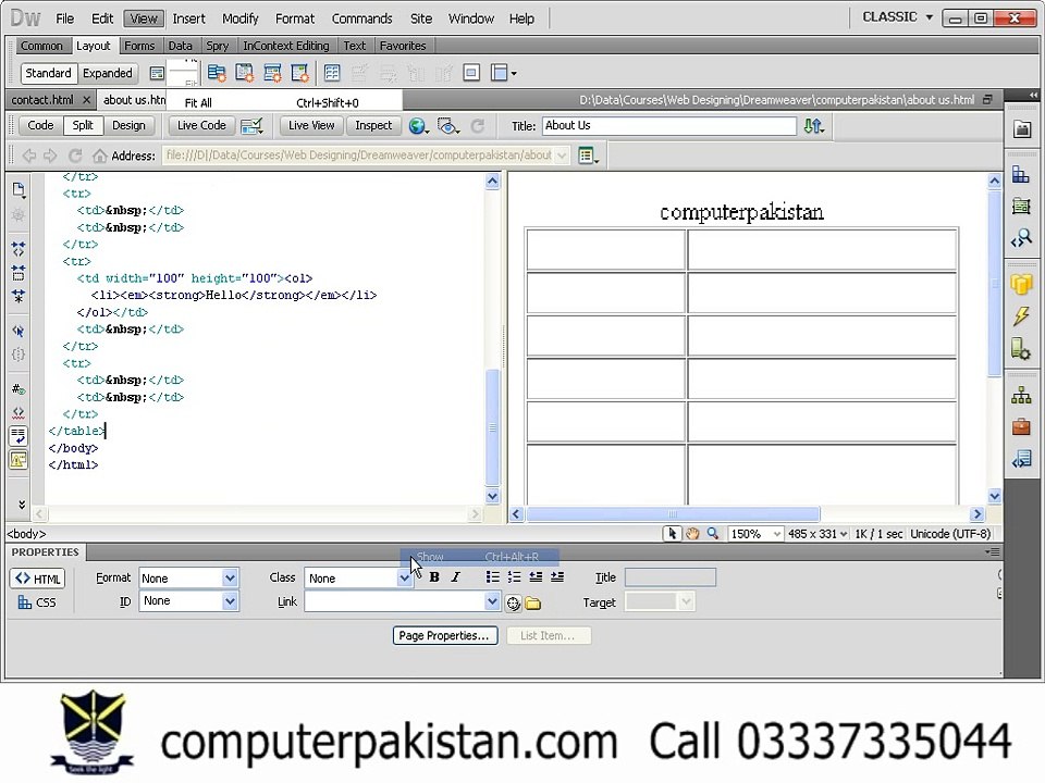 Dreamweaver CS, Urdu Tutorials, Class 43