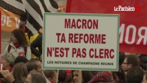 Loi Macron : avocats, notaires et huissiers en colère dans la rue