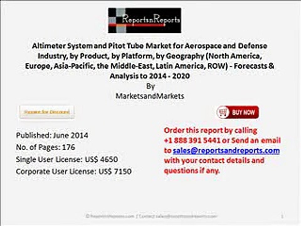 Worldwide Altimeter System and Pitot Tube Industry Trends & Forecasts to 2020