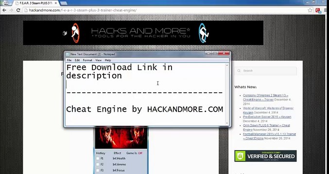 F.E.A.R. 3 Steam PLUS 3 Trainer – Cheat Engine