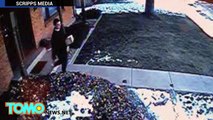 Woman leaves poop package - thief stealing dog poop package video goes viral.