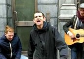 Homeless Man Raps With Popular Irish Band