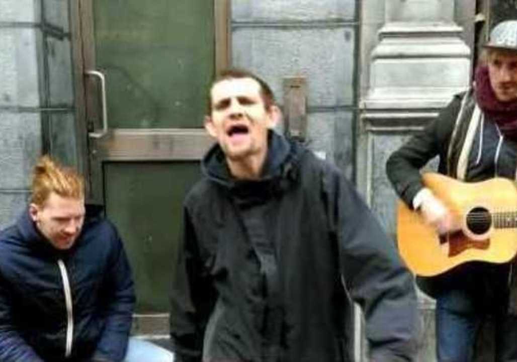 Homeless Man Raps With Popular Irish Band