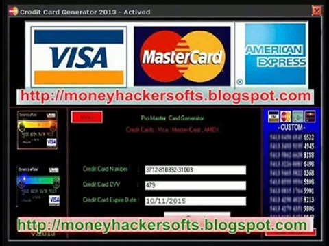 Working credit card generator 2013 with cvv !