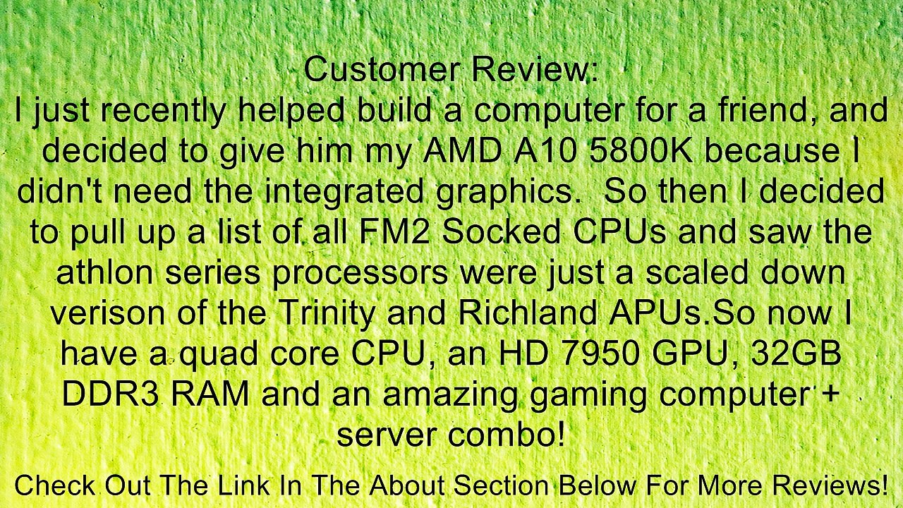 AMD Athlon X4 AD750KWOHJBOX 100W 3.4Ghz Processor Review