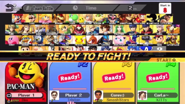 Super Smash Bros. For Wii U Ranked Online Wi-Fi Team Battle / Match / Fight - Playing As Pac-Man